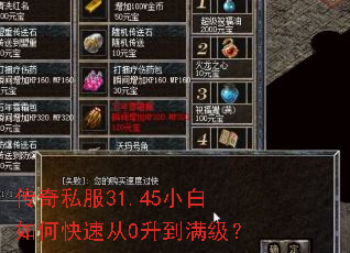 传奇私服31.45小白如何快速从0升到满级? 传奇私服31.45小白如何快速从0升到满级?