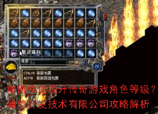 如何快速提升传奇游戏角色等级?通信开发技术有限公司攻略解析 如何快速提升传奇游戏角色等级?通信开发技术有限公司攻略解析
