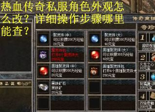 热血传奇私服角色外观怎么改？详细操作步骤哪里能查？