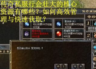 传奇私服行会壮大的核心资源有哪些？如何高效管理与快速获取？